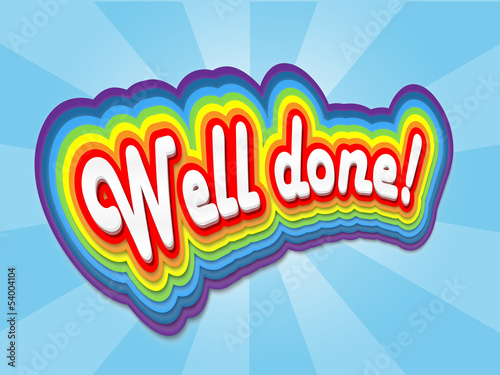 Illustration: "WELL DONE!" Card (congratulations nice one achievement message) "WELL DONE!" Card (congratulations nice one achievement message)