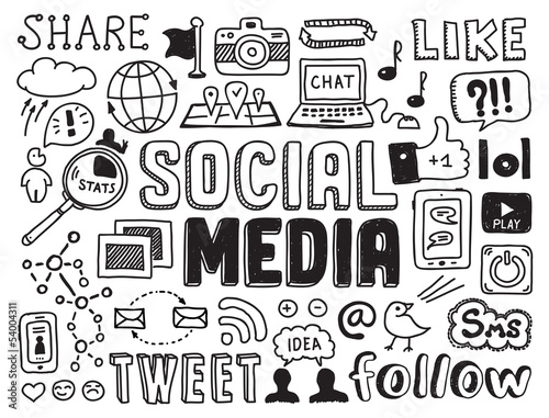 Vector: Social media doodles elements Social media doodles elements