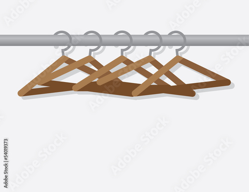 Vector: Wooden hangers on metal rod Wooden hangers on metal rod