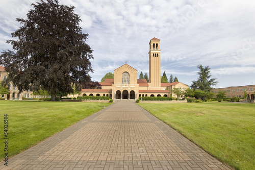 Photo: Brick Path to Historic Mt Angel Abbey Church Entrance Brick Path to Historic Mt Angel Abbey Church Entrance