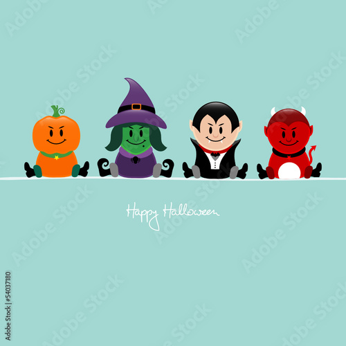 Vector: Halloween Pumpkin, Witch, Vampire & Devil Retro Halloween Pumpkin, Witch, Vampire & Devil Retro