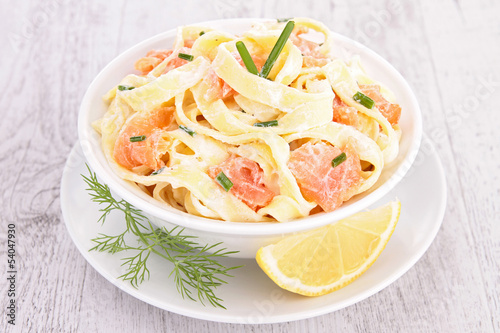 Photo: pasta with cream and salmon pasta with cream and salmon