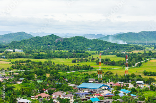 Photo: Aerial view of a village in Ratchaburi, Thailand Aerial view of a village in Ratchaburi, Thailand