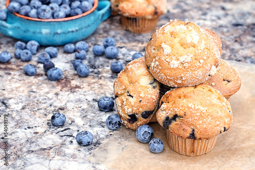 Photo: Blueberry Muffins and Berries Blueberry Muffins and Berries