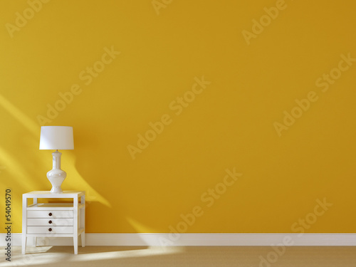 Photo: White nightstand with lamp White nightstand with lamp