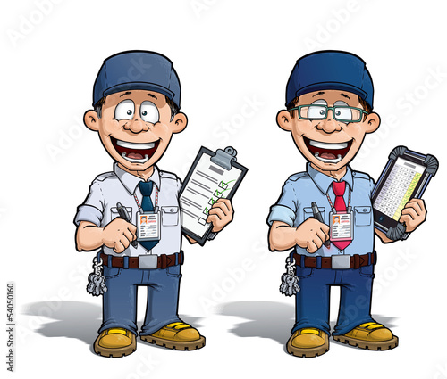 Illustration: Warehouse - Prison - Courier - Zoo -- Manager - Blue Warehouse - Prison - Courier - Zoo -- Manager - Blue