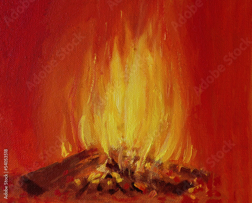 Photo: Burning Fire in a Fireplace Burning Fire in a Fireplace