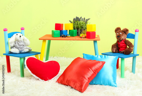 Photo: Modern child's room with equipment and toys Modern child's room with equipment and toys