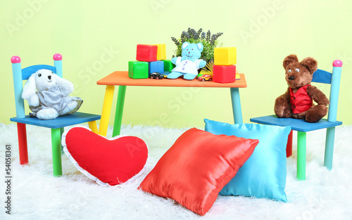 Photo: Modern child's room with equipment and toys Modern child's room with equipment and toys