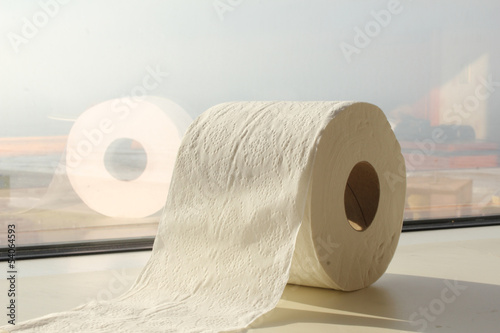 Photo: toilet paper roll reflection closeup toilet paper roll reflection closeup