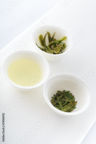 Photo: Testing of tea: loose tea, infusion and brewed leaves Testing of tea: loose tea, infusion and brewed leaves