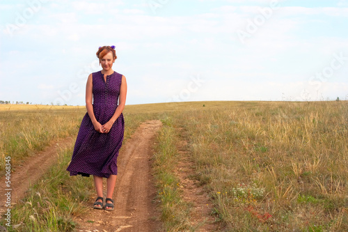 Photo: eccentric woman in the retro dress eccentric woman in the retro dress