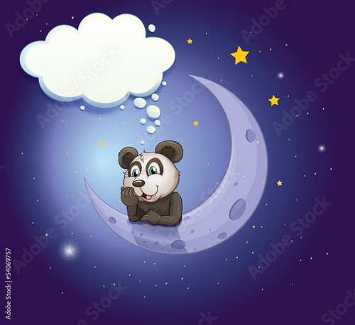 Vector: A panda thinking at the crescent moon with an empty callout A panda thinking at the crescent moon with an empty callout