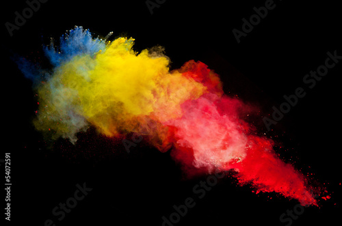 Photo: Colored powder isolated on black background Colored powder isolated on black background