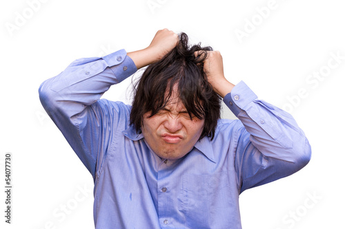 Photo: An Asian office guy is stressing to his limit. An Asian office guy is stressing to his limit.