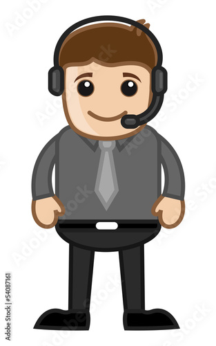 Vector: Man with Headphone - Helpline Concept - Vector Illustration Man with Headphone - Helpline Concept - Vector Illustration