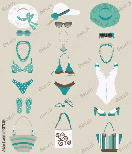 Vector: Beach sets for women. Vector Beach sets for women. Vector