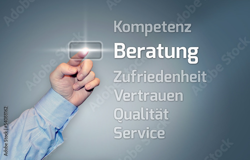 Illustration: Virtueller Touchscreen "Beratung" Virtueller Touchscreen "Beratung"