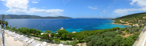 Photo: Panorama of the beach at luxury hotel, Bodrum, Turkey Panorama of the beach at luxury hotel, Bodrum, Turkey