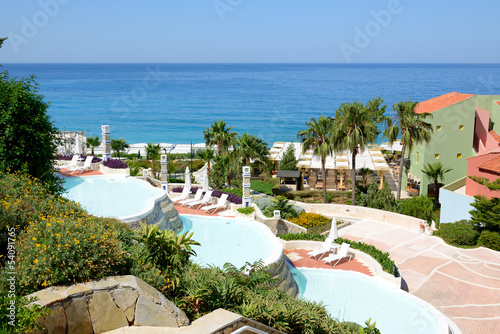 Photo: Pamukkale style territory of luxury hotel, Fethiye, Turkey Pamukkale style territory of luxury hotel, Fethiye, Turkey
