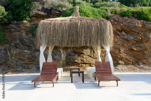 Photo: The hut on beach at turkish resort, Bodrum, Turkey The hut on beach at turkish resort, Bodrum, Turkey