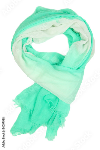 Photo: Turquoise scarf isolated on white Turquoise scarf isolated on white