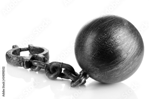 Photo: Ball and chain isolated on white Ball and chain isolated on white