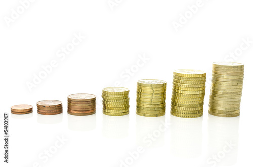 Photo: Growing stacks of coins Growing stacks of coins