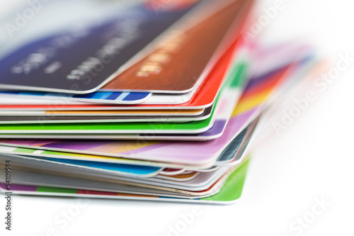 Photo: credit cards stack close up credit cards stack close up