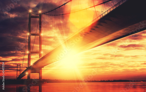 Photo: bridge red sky bridge red sky