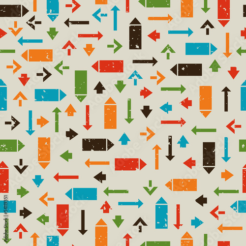 Vector: Seamless retro pattern with pointers, arrows Seamless retro pattern with pointers, arrows