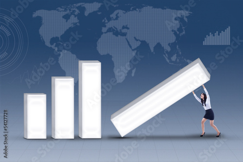 Photo: Businesswoman try to keep business statistic Businesswoman try to keep business statistic
