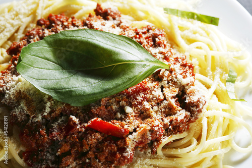 Photo: Spaghetti bolognese with basil Spaghetti bolognese with basil