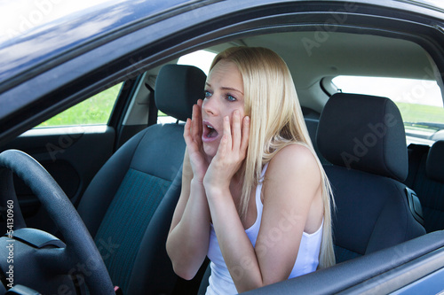 Photo: Woman Sitting In Car Screaming Woman Sitting In Car Screaming