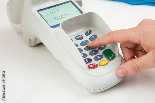 Photo: Finger Entering The Pin Code In Card Reader Machine Finger Entering The Pin Code In Card Reader Machine
