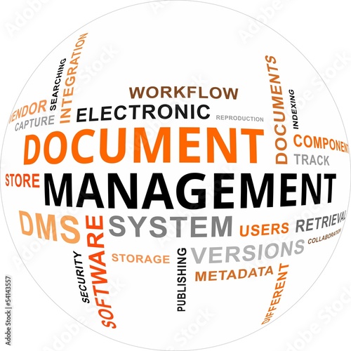 Vector: word cloud - document management word cloud - document management