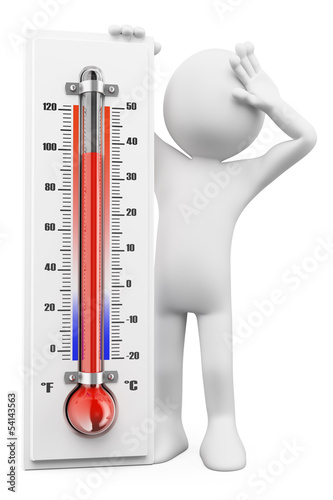 Illustration: 3D white people. Summer hot days 3D white people. Summer hot days