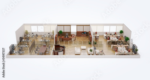 Illustration: 3D cut of office building 3D cut of office building