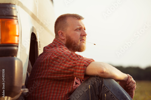 Photo: Red-bearded man on a summer evening Red-bearded man on a summer evening
