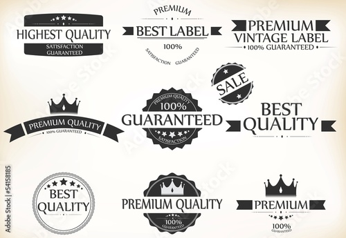 Vector: Satisfaction Guarantee Label and Vintage Premium Quality set Satisfaction Guarantee Label and Vintage Premium Quality set