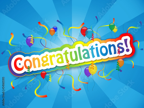Illustration: "CONGRATULATIONS" Card (well done achievement good job message) "CONGRATULATIONS" Card (well done achievement good job message)
