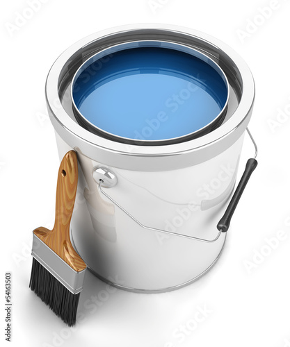Illustration: Paint can and brush isolated Paint can and brush isolated