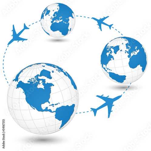 Vector: Air Craft Shipping Around the World for Transportation Concept. Air Craft Shipping Around the World for Transportation Concept.