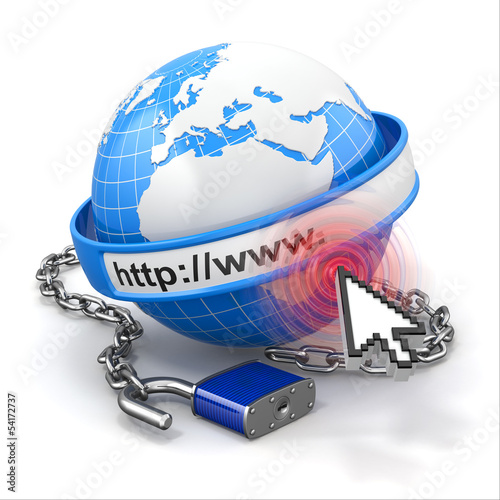 Illustration: Internet security comcept. Earth and lock. Internet security comcept. Earth and lock.