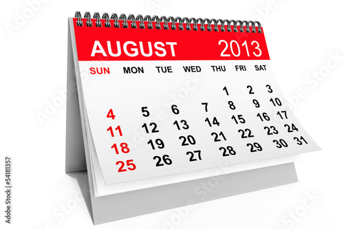 Illustration: Calendar August 2013 Calendar August 2013