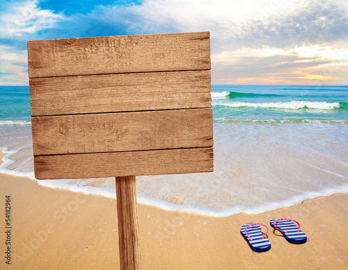 Photo: wood sign on beach wood sign on beach