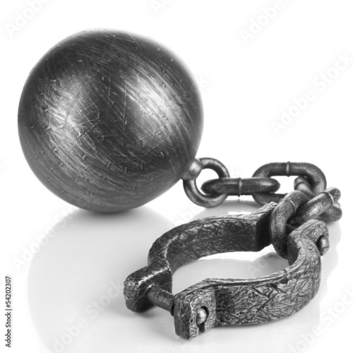Photo: Ball and chain isolated on white Ball and chain isolated on white