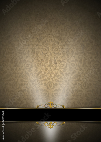 Illustration: Luxury Floral Black, Brown and Gold Background Luxury Floral Black, Brown and Gold Background