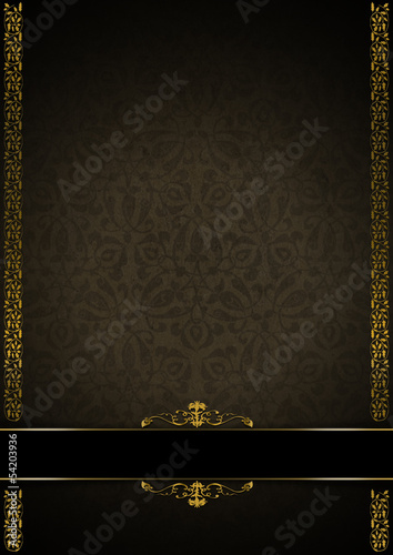 Illustration: Luxury Floral Black, Brown and Gold Background Luxury Floral Black, Brown and Gold Background