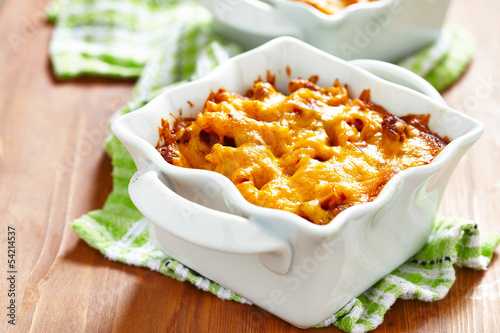 Photo: Gratin with macaroni, meat and cheese Gratin with macaroni, meat and cheese
